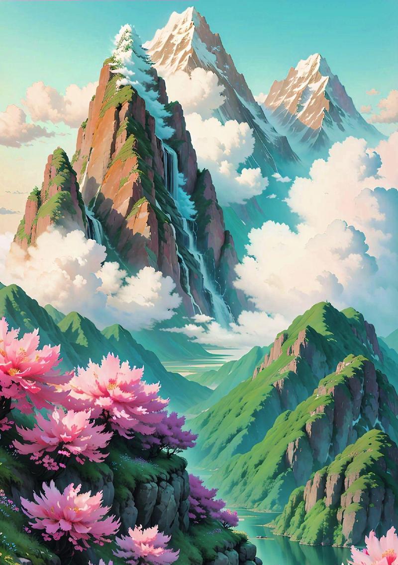 最美瀑布牡丹花图片高清大图大全最新